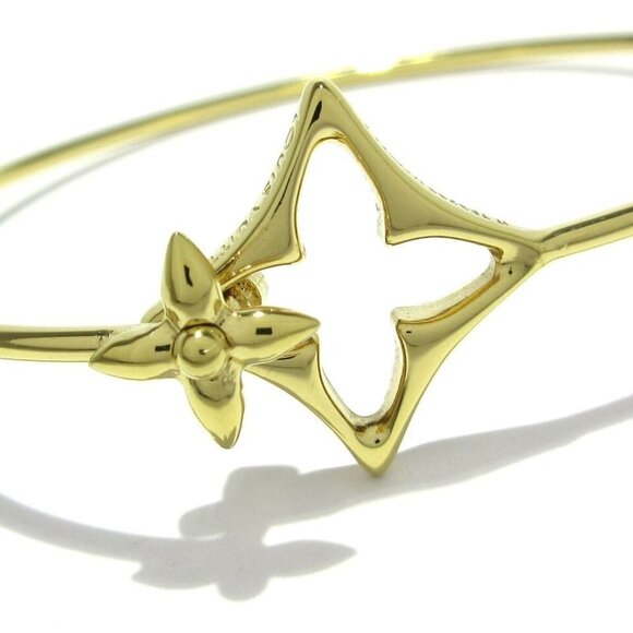 100% Authentic  LOUIS VUITTON Rigid Flower Gram Gold Bracelet - Picture 5 of 9